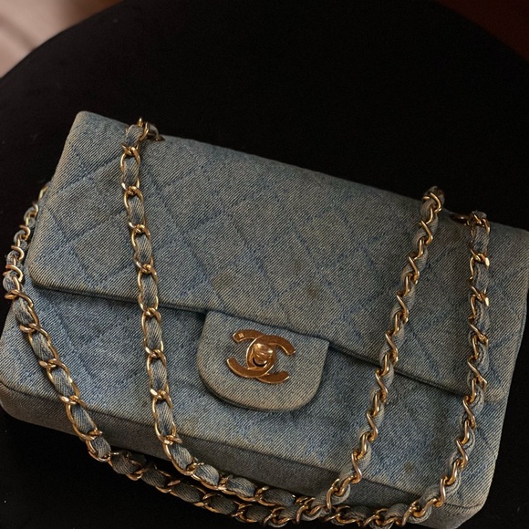 SOLD📌VTG CHANEL 1991 CLASSIC DENIM MEDIUM FLAP BAG PURSE CC TURN LOCK 24k - Picture 6 of 16